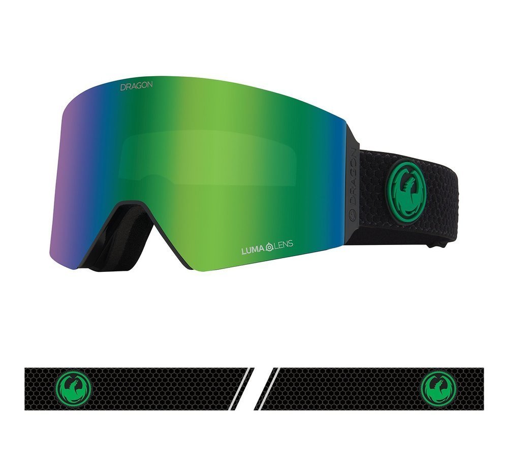 DRAGON RVX OTG '21 (split) green ionized + amber snow goggles
