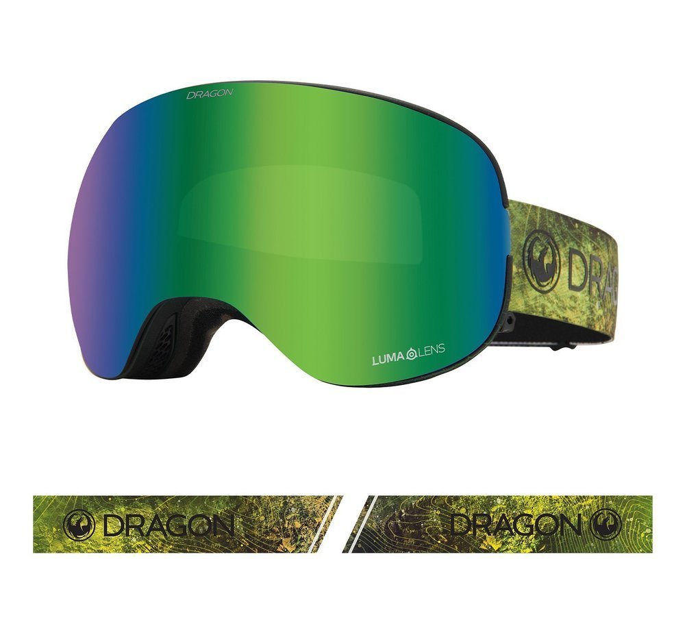 DRAGON X2 '21 Terra Firma green ionized + amber snow goggles
