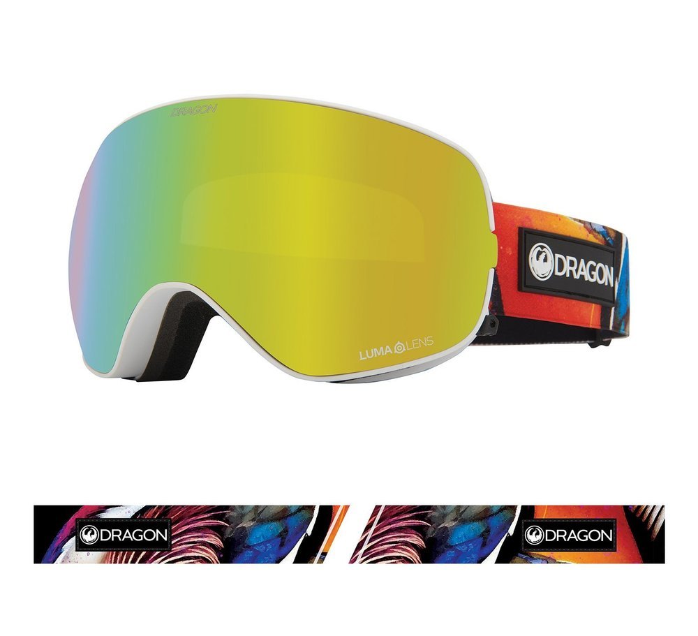 DRAGON X2s '21 Hot Duck gold ionized + yellow snow goggles