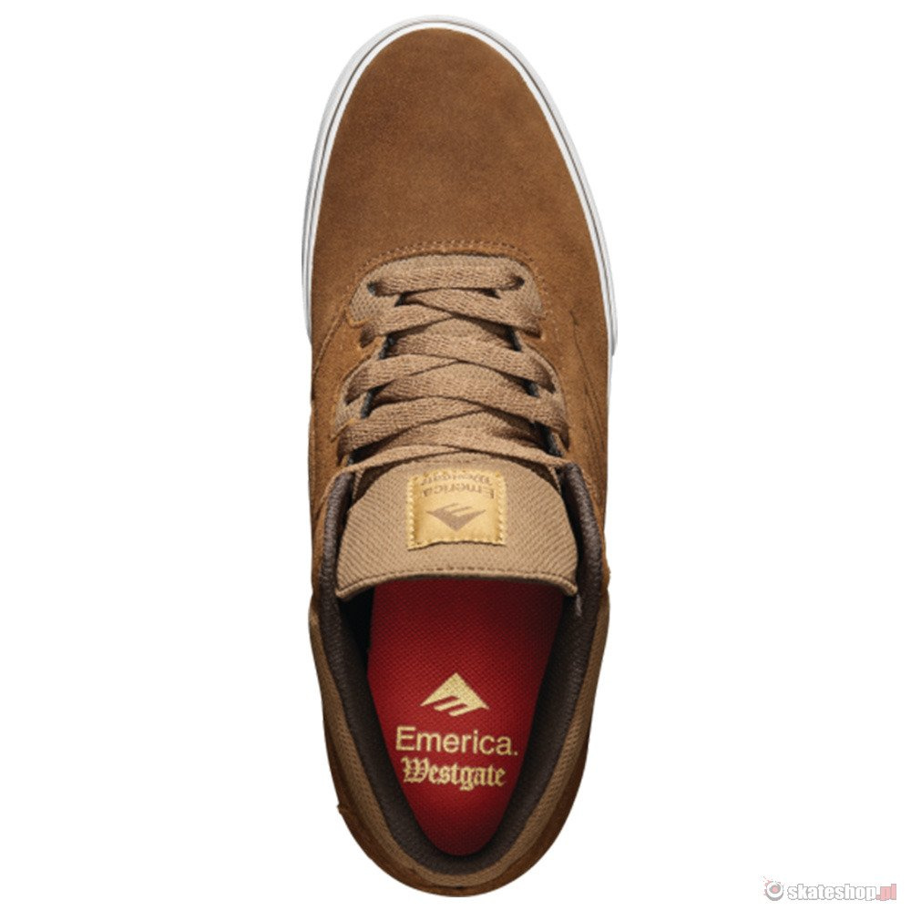 EMERICA The Westgate Mid Vulc brown white shoes brown white Shoes Shoes All Shoes Shoes Shoes Men shoes Skateshop snowboard skateboard pants hoods shoes jackets skate shop