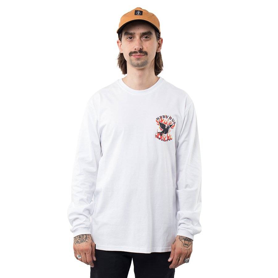 NERVOUS Fire (white) long sleeve