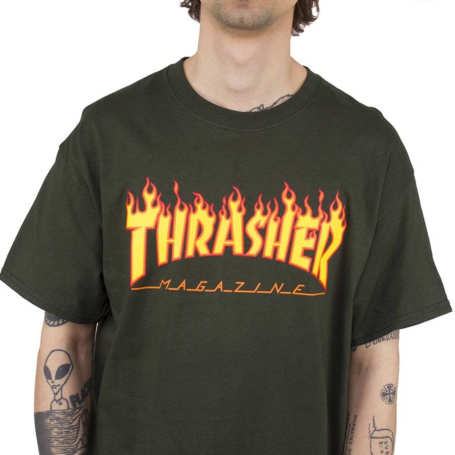 THRASHER Flame Logo (green) t-shirt | Clothing \ Street \ T-shirts ...