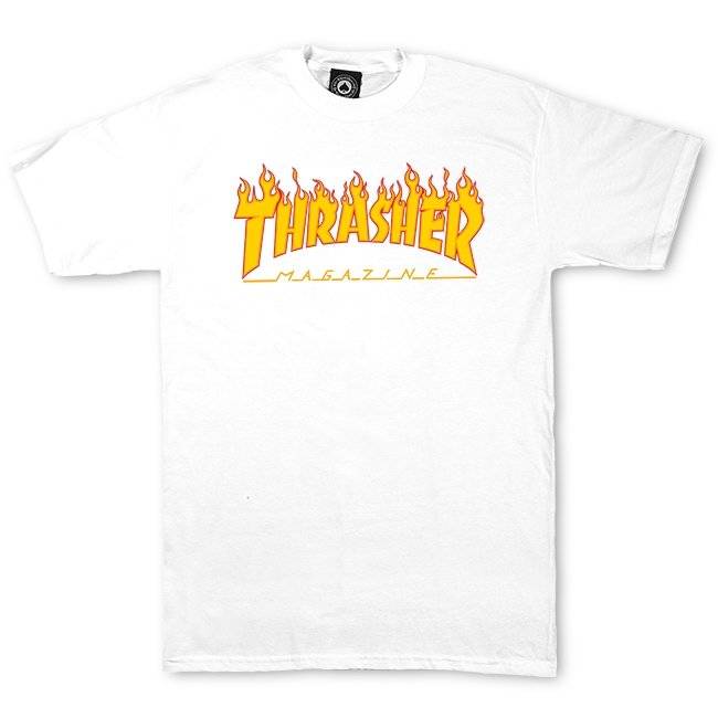 THRASHER Flame Logo (white) t-shirt