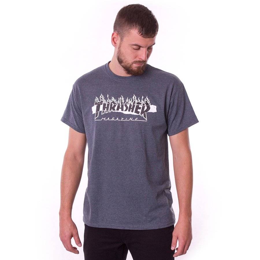 THRASHER Ripped (dark grey) t-shirt