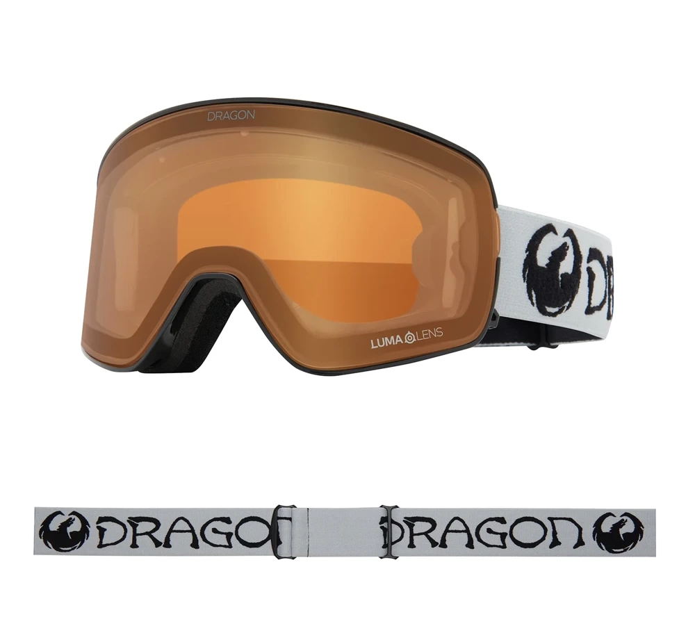 DRAGON NFX2 Classic Grey Gold Ion + Amber snow goggles